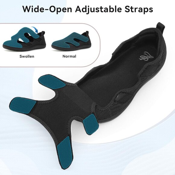 Diabetic Shoes for Women Adjustable Extra Wide Barefoot Walking Shoes for Swolle - Picture 2 of 7